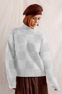 Women's sweater png mockup transparent, autumn fashion design