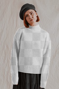 Sweater png mockup, women's autumn fashion design