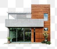 House png, modern villa, wood & concrete exterior