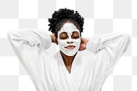 Png facial mask woman sticker, self-care design, transparent background