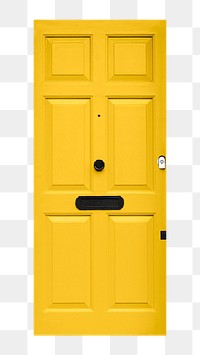 Yellow panel door png clipart, modern house entrance on transparent background