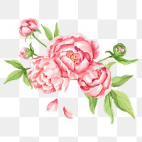 Pink flower sticker clipart, floral illustration on transparent background