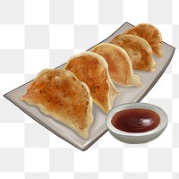 Japanese Gyoza png sticker, food appetizer on transparent background