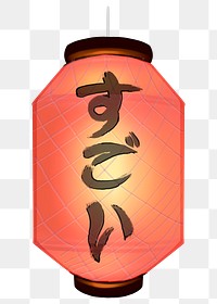 Japanese lantern png sticker, red traditional design on transparent background