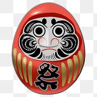 Daruma doll png sticker, traditional Japanese illustration