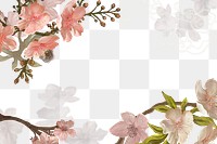 Sakura flower png transparent background, pink border