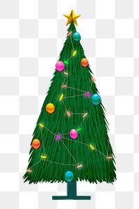 Christmas tree png sticker, hand drawn festive decoration design