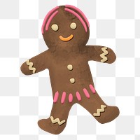 Gingerbread cookie png, hand drawn Christmas sticker, collage element