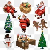 PNG Christmas sticker, hand drawn set