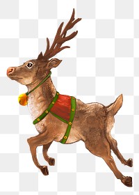 Christmas png sticker, reindeer, hand drawn character element