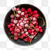 Png frozen red currant sticker, food photography, transparent background