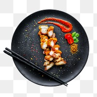 Png crispy fried pork sticker, food photography, transparent background