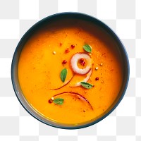 Png orange soup sticker, food photography, transparent background