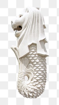 Singapore's Merlion png statue clipart, famous animal statue, transparent background