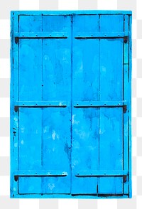 Blue watercolor png window clipart, vintage architecture illustration