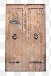 Wooden medieval door png clipart, watercolor architecture illustration