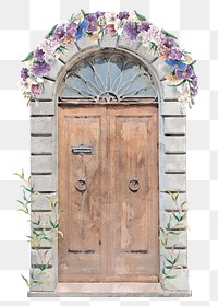 Wedding church door png clipart, watercolor illustration 