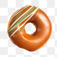 Png glazed donut sticker, food photography, transparent background