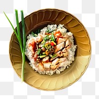Png chicken dish sticker, food photography, transparent background