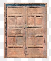 Old watercolor door png clipart, wooden interior illustration