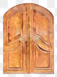 Vintage French door png clipart, watercolor exterior illustration