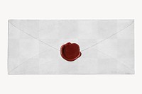 PNG vintage envelope mockup, collage element with red wax seal