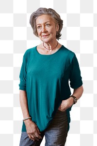 Senior woman png, transparent background