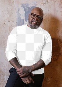 Long sleeve png mockup sweater, men's apparel, transparent design 