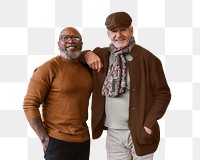 Png senior gay couple, transparent background