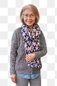 Asian senior woman png, transparent background