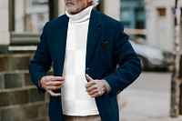 Woolen sweater png mockup in blazer, transparent design