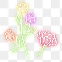 Neon flower png glowing sign