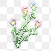 Neon small flowers png summer floral