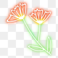 Neon red flower png glowing sign