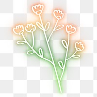 Neon small flowers png summer floral