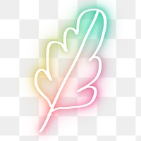 Glowing neon colorful leaf png botanical