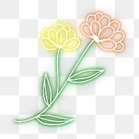 Neon peony flower png glowing sign