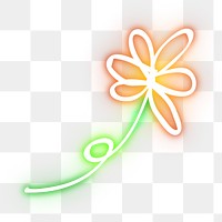 Neon orange daisy flower png glowing sign