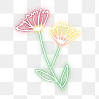 Neon poppy flower png glowing sign