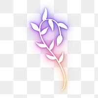 Png neon purple leaf glowing sign