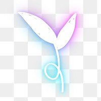 Neon purple leaf png glowing sign