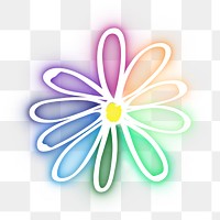 Png neon daisy flower glowing sign
