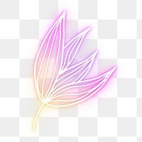 Neon pink leaf png glowing sign