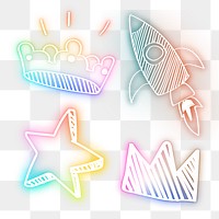 Rainbow led light png neon doodle collection