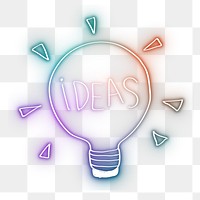 Rainbow led bulb doodle glow neon png illustration