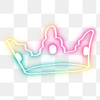 Png colorful neon glow crown doodle
