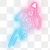 Rainbow spacecraft png neon doodle