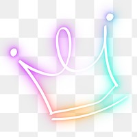 Rainbow neon png crown glow doodle