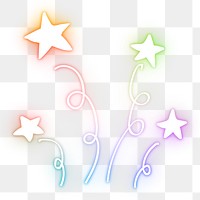 Star neon rainbow png doodle