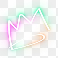 Rainbow crown doodle glow neon png illustration